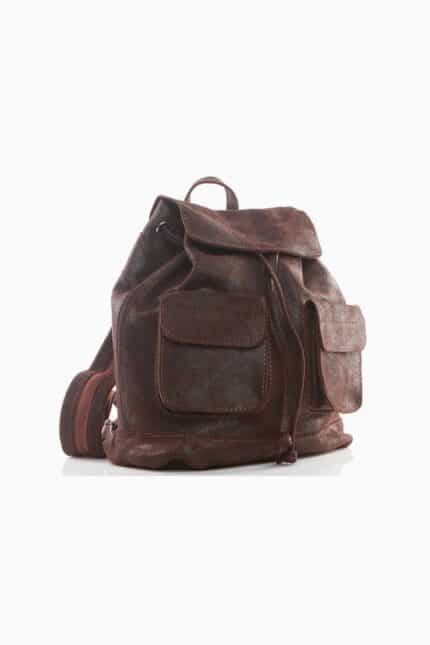 Vintage women's brown leather backpack