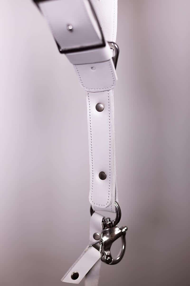 White leather strap for photographers Arctic