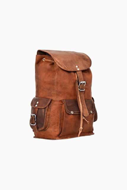 Brown leather vintage backpack III