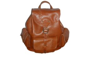 Leather Backpack brown glossy