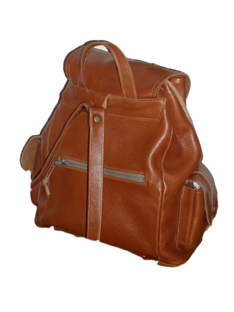 Leather Backpack brown glossy