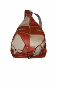 Leather Backpack Chess Beige and Brown