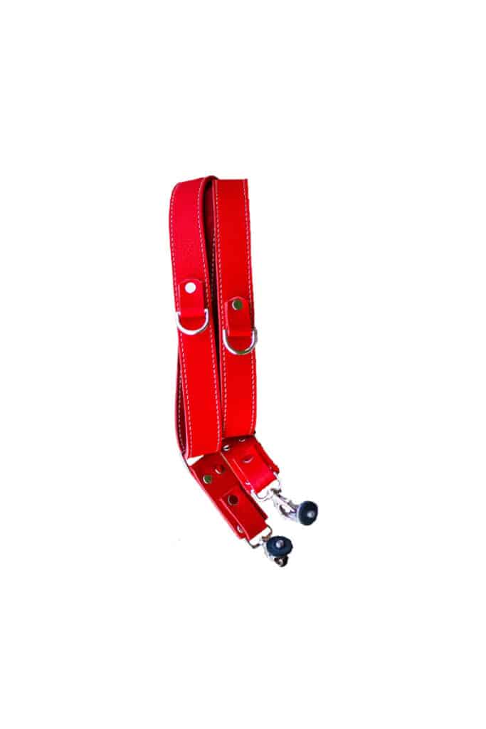 red campari leather camera strap for photographer product