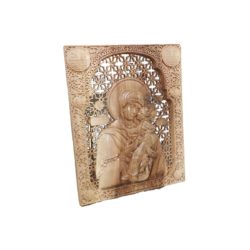 Virgin Mary holding in her arms the baby Jesus Christ wood carved icon