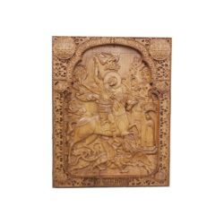 saint george fightning the dragon wood carved icon