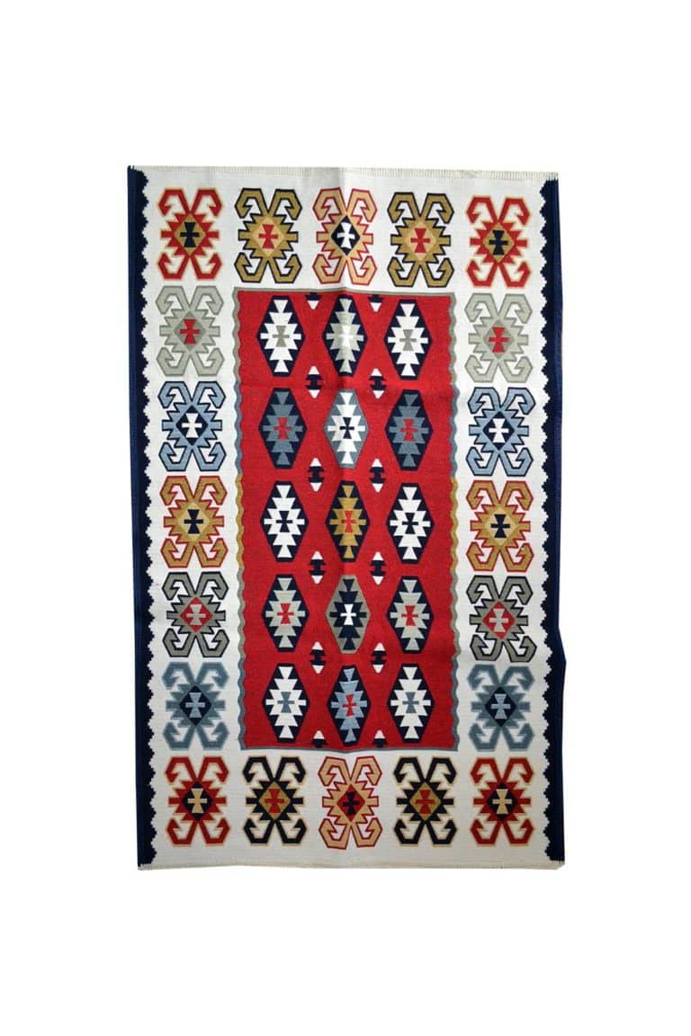Rustic rug carpet blue yellow red white color