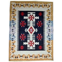 Rustic rug carpet blue yellow red white color