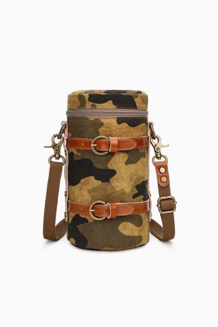 Lens case pouch canvas camouflage yellow