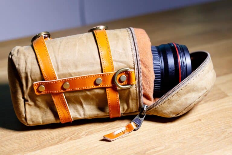 Lens case pouch canvas khaki