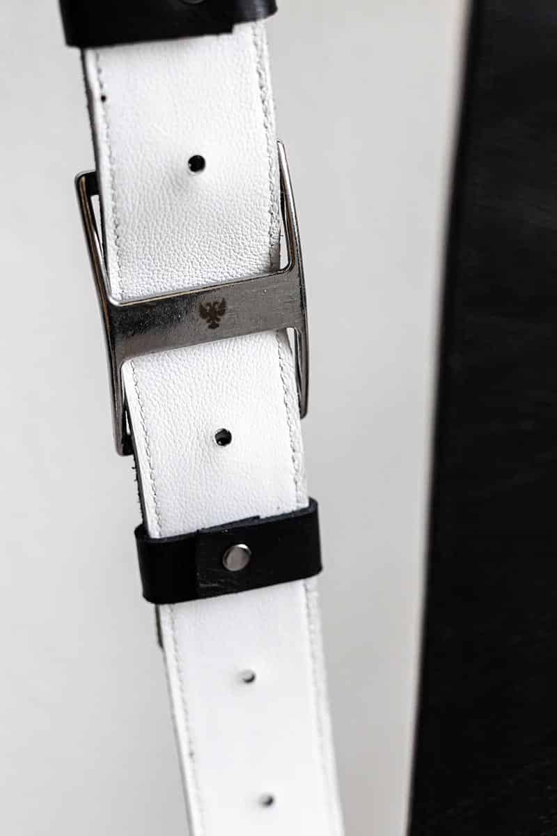 leather camera strap Black a White Padding Alternative