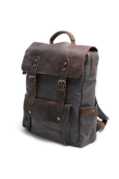 Otto Khaki Natural leather and textile backpack