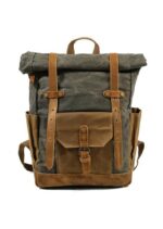 Boston leather backpack and textile Green
