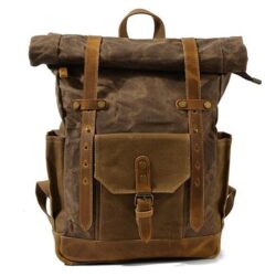 Boston leather backpack and textile coffee