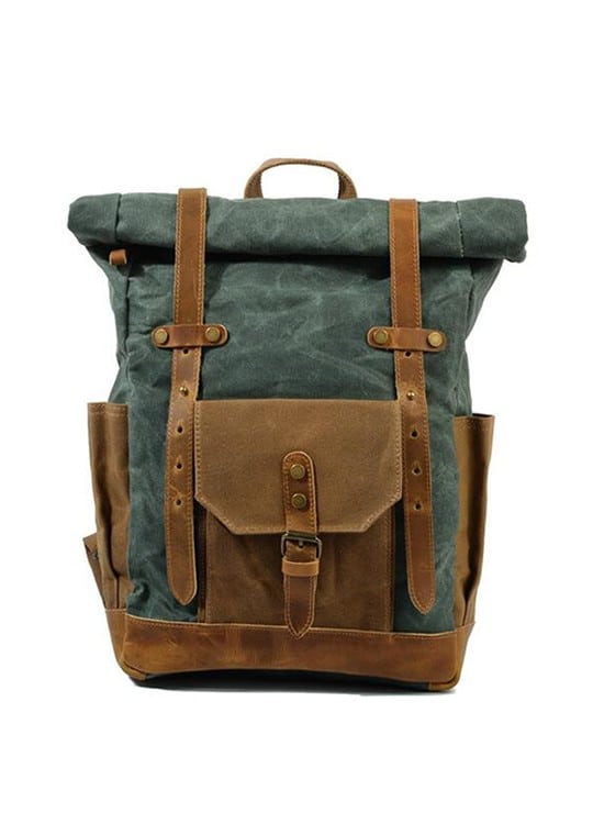 Boston leather backpack and textile turquoise