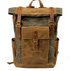 Denver leather backpack and textile Green