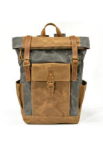 Denver leather backpack and textile Grey
