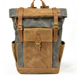 Denver leather backpack and textile Grey