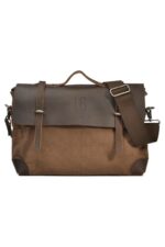 Leather shoulder bag and textile URBAN London Brown