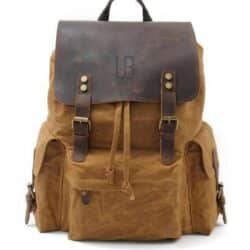 Mantova leather backpack and textile Brown