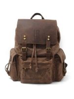 Mantova leather backpack and textile Caffe