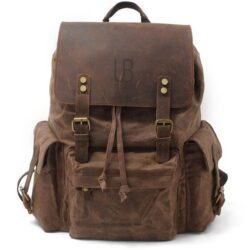 Mantova leather backpack and textile Coffee
