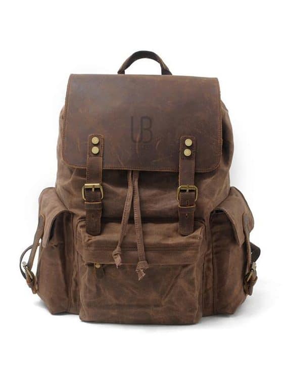 Mantova leather backpack and textile Coffee