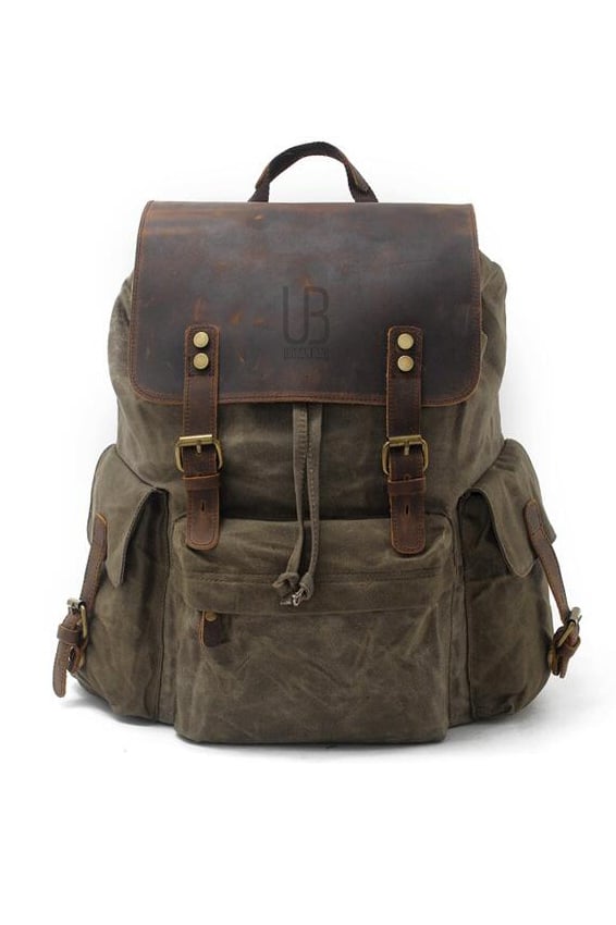 Mantova leather backpack and textile Green