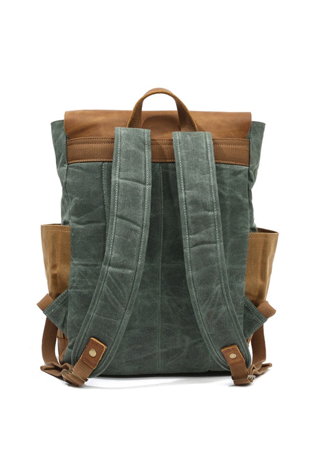 Memphis leather backpack and textile green