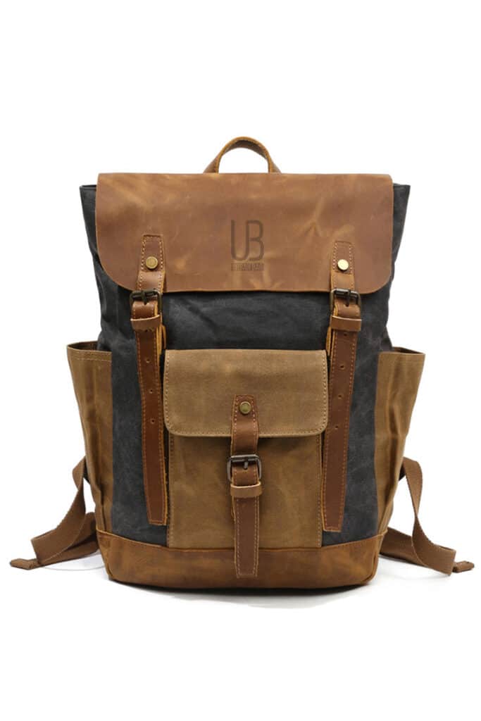 Memphis leather backpack and textile grey