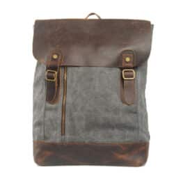 Osaka Grey Natural leather and waxed textile backpack