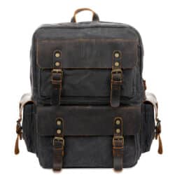 Oslo leather backpack and textile grey