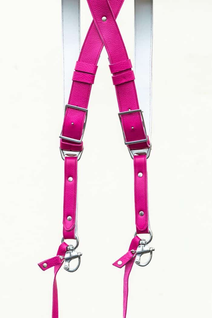 Fuchsia Candy Camera Strap Vintage Edition pink leather