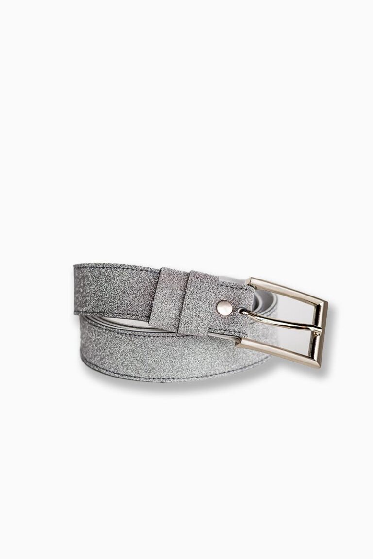Leather Belt with glitter – Silver Gala Padded