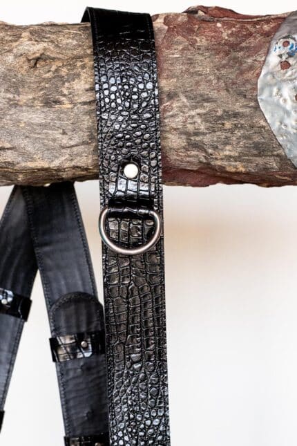 harness black leather croco