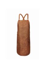 Backstrap leather apron deluxe in light brown – front view showing cross-back straps