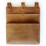 leather bed organizer pocket detail handmade genuine