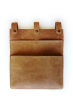 leather bed organizer pocket detail handmade genuine