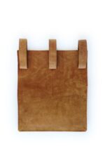 leather hanging organizer brown dark multi-pocket tablet holder