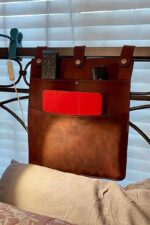 leather chair organizer side view snap button straps