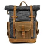 Boston leather backpack and textile Grey