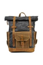 Boston leather backpack and textile Grey