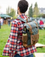 Boston leather backpack and textile Grey - Image 8