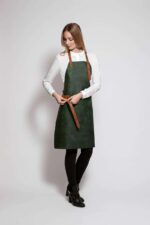 Classic leather apron in light brown – front view showing leather quality and stitching
