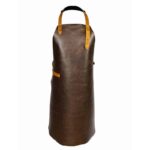 Classic leather apron in dark brown – front view showing full-length apron with buckle straps by Genuine Strap