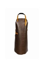 Classic leather apron in dark brown – front view showing full-length apron with buckle straps by Genuine Strap