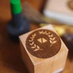Custom wood stamp 3x3cm full kit with ink pad and three ink colours