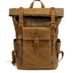 Denver leather backpack and textile Coffee