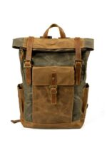 Denver leather backpack and textile Green