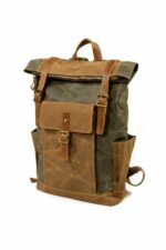 Denver leather backpack and textile Turquoise - Image 3
