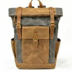 Denver leather backpack and textile Grey